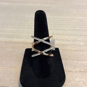NEW IAM Fashion Ring, Double Crossover Size M (7.5)